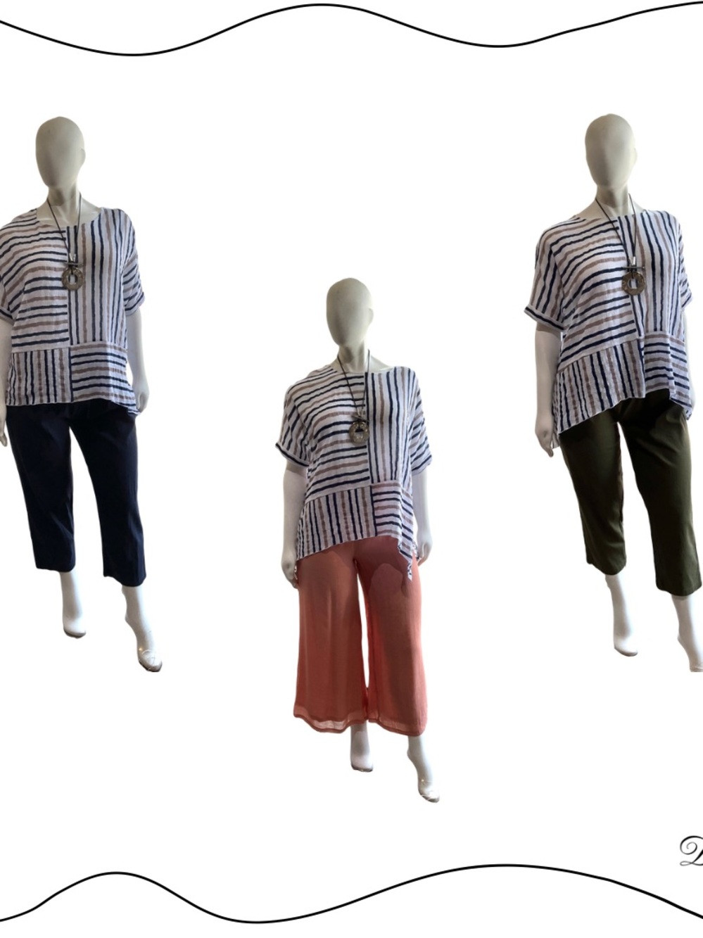 Cotton Tunic Top - White & Navy